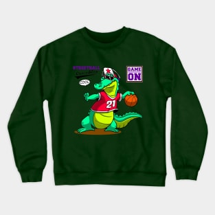 crocodile streetball player Crewneck Sweatshirt